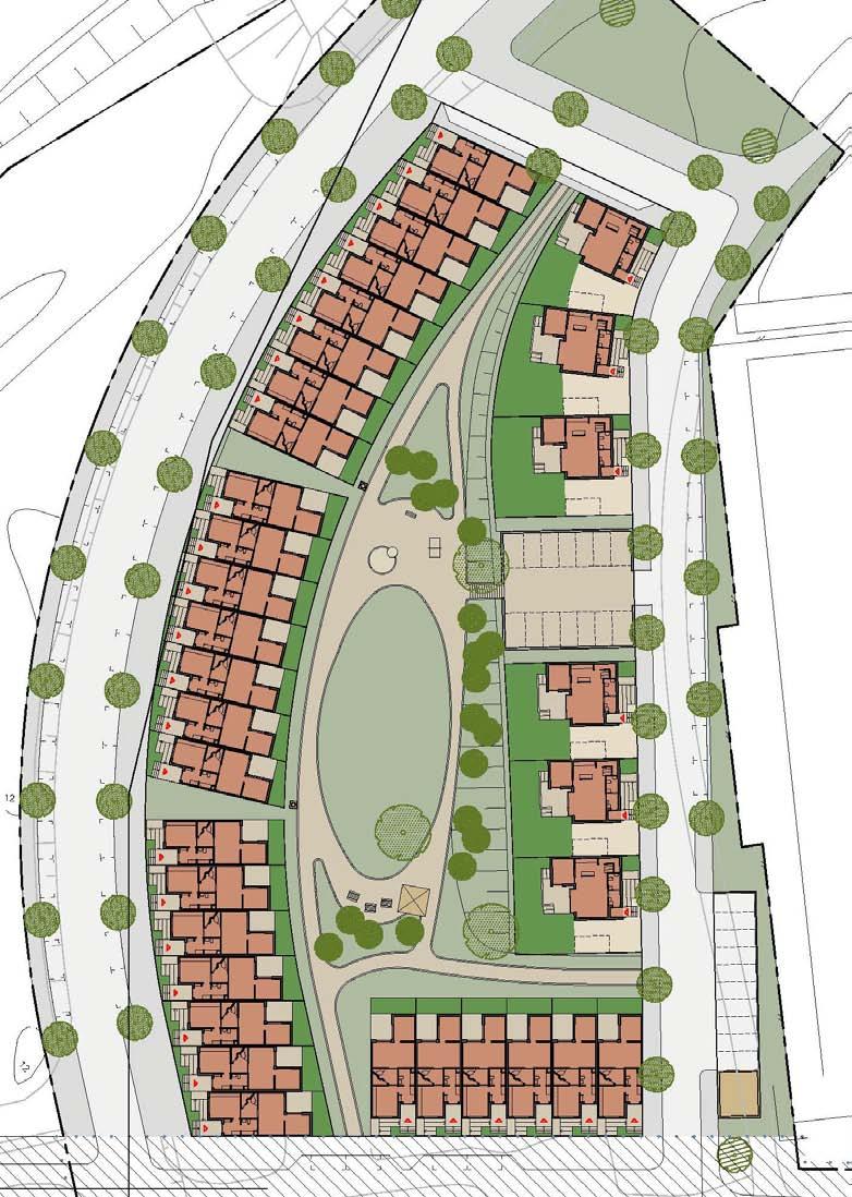 Bebyggelseförslag inom etapp 2 Inom etapp 2 föreslås 22 radhus utmed Rissneleden, bebyggelsen är uppdelad i tre bebyggelsegrupper med släpp mellan.