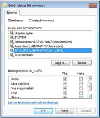 Om Pyramid e-line Installation Moduler 4.13A Öppna en utforskare och gå till C:\inetpub\wwwroot, högerklicka på katalogen och välj egenskaper.