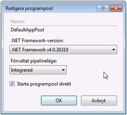 net Framework v4 är vald i