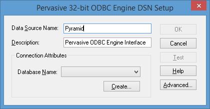 Om Pyramid Access Link/ODBC Koppling Installation Moduler 4.13A Skapa ny datakälla Markera Pervasive ODBC Engine Interface Klicka på Slutför.