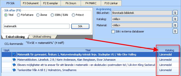 Kopiera post från en annan katalog i den egna databasen För att se om en post finns i den egna databasen, men i en annan katalog, ska du i