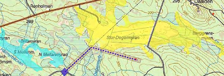 MILJÖKONSEKVENSBESKRIVNING 13(22) Riksintresse Naturvård Inga områden för riksintresse för naturvård berörs av utredningsområdena för aktuell kraftledning.