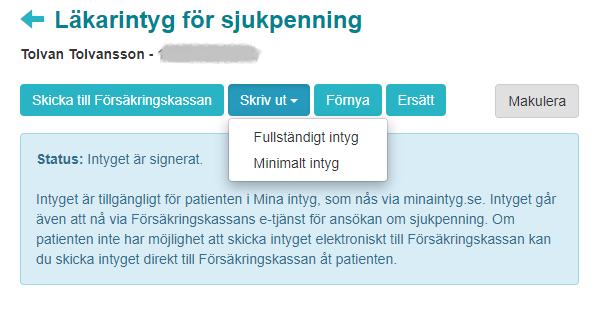 2. I Webcert, klicka på knappen Skriv ut. 3. Skriv ut PDF:en på samma sätt som du skriver ut andra dokument.