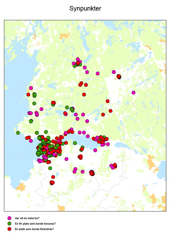 Bilaga 5 Sammanställning av kommentarer i vissa områden på synpunktskartan I synpunktskartan finns det flera områden som har en hög koncentration av prickar.