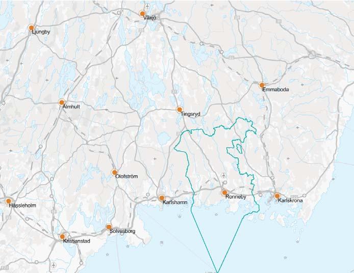 Ronneby och omvärlden Kommunen Ronneby kommun är beläget i den centrala delen av Blekinge län och gränsar till Östersjön i söder, till Kronobergs län och kommunerna Tingsryd och Emmaboda i norr samt