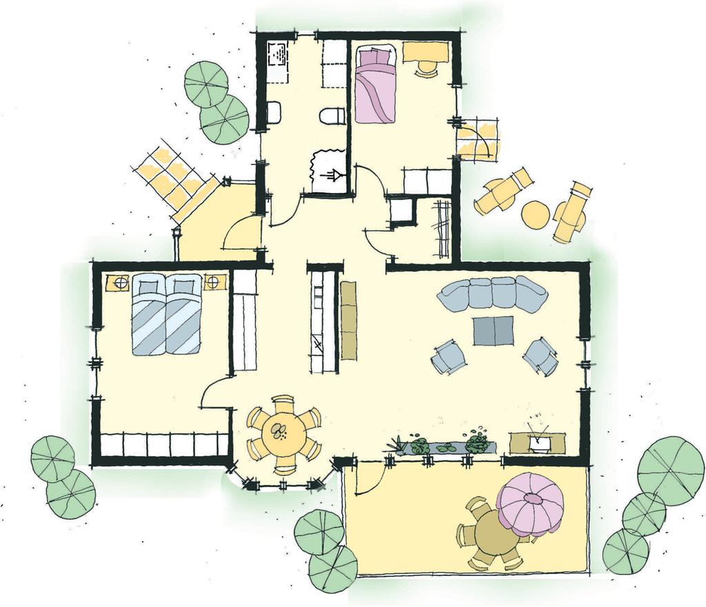 80,7 m 2 Terrass under tak: 14,5 m 2 Övriga terrasser är tillval Planen kan spegelvändas / TT VVB ST L När