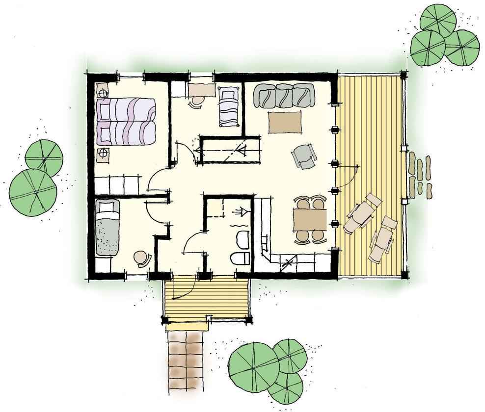 Storstuga/kök 19,0 5,7 6,0 WC 3,8 K/F Loft Vision 62 är ett spännande och intressant