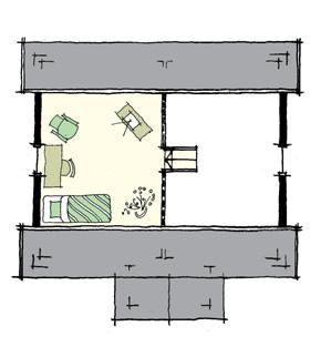 Funktionellt och praktiskt loft en trappa upp.