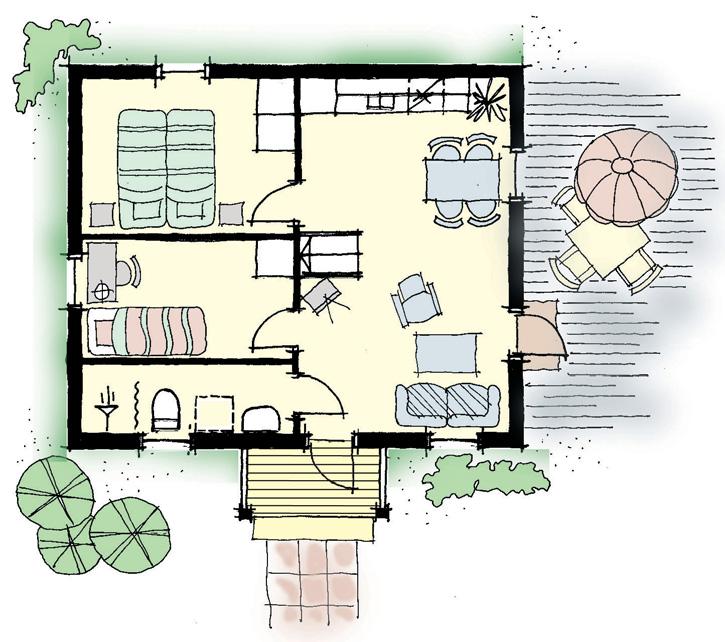 INV 6,0 INV 7,2 9,6 K TRADITION 51 Byggyta: 51,1 m 2 Boyta bottenplan: 43,2 m 2 Loft: 18,2