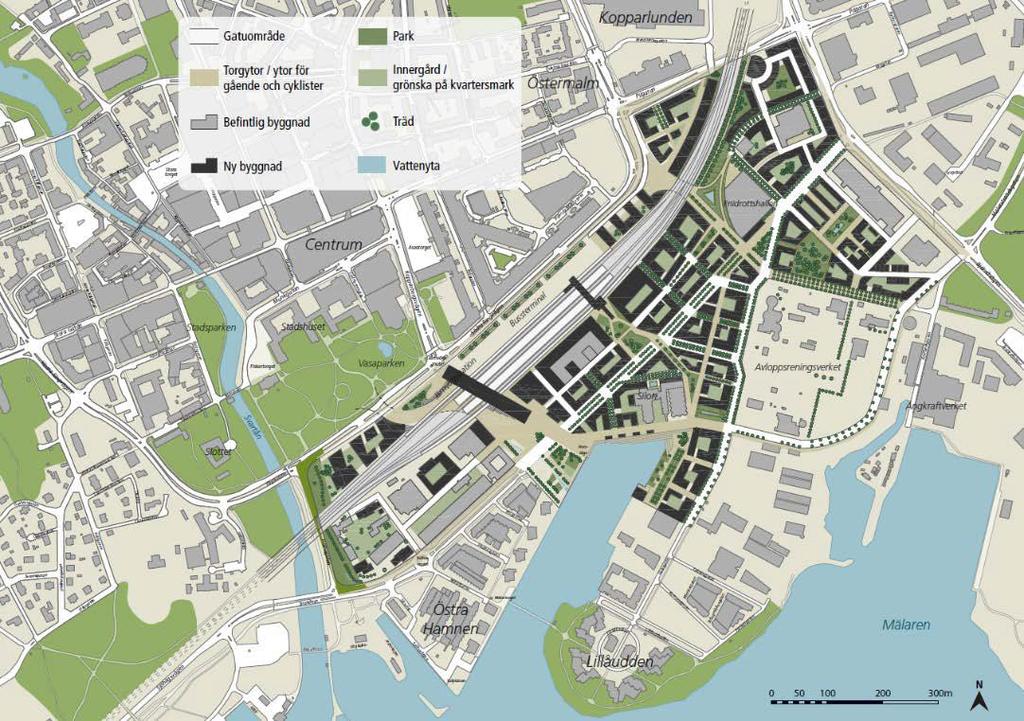 Figur 18. Möjlig planillustration (källa: Fördjupad översiktsplan för stationsområdet, Västerås stad ÖP 64). 4.2.