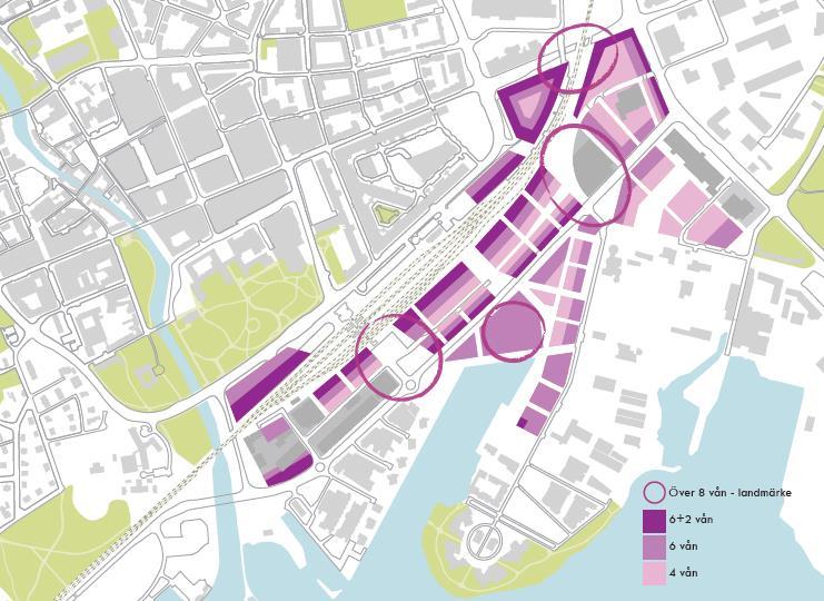 Gestaltningsprogrammet är ett komplement till den fördjupade översiktsplanen för stationsområdet och redovisar principer för den framväxande stadsdelens innehåll och gestaltning. Figur 19.