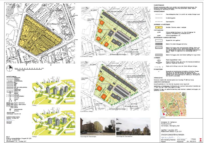 Exempel på detaljplan, från Stockholm som visar hur vertikala planbestämmelser hanteras idag.