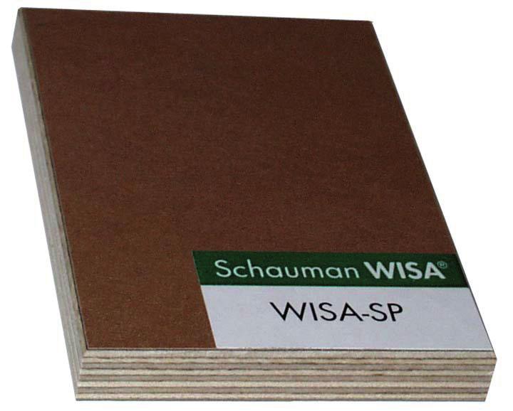 26 PROFILER & PLYWOOD Plywood Wisa-White Grundskivan är belagd med ett co-polymerlaminerat (250g/m²) Beläggningen har god