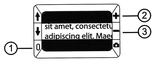 Tryck och håll ner Grön Gula knappen 1 och tryck ner + eller - Gul 2-3 för att flytta referenslinjen upp eller ner på skärmen.