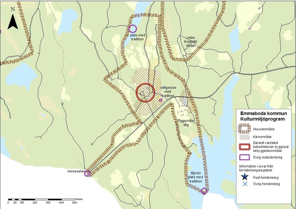 Emmaboda kommun Kulturmiljöprogram D Särskilt värdefull kulturhistorisk byggnad/ bebyggelseområde Utdrag ur Riksantikvarieämbetets FMIS (fornsök): ^` Huvudområde Kärnområde Kulturlämning Fast