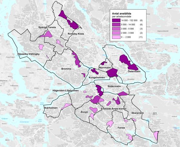 Företagsområden i Stockholms stad I Stockholms län finns drygt 17 000 utlandsägda företag, vilka utgör 65 procent av utlandsägda företag i Sverige.