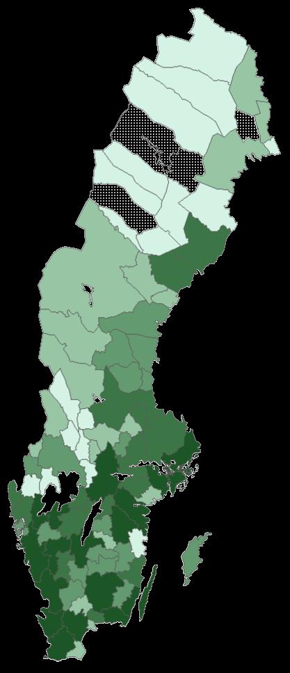 illustrerar hur boendesegregationen på arbetsmarknadsregionsnivå ser ut i Sverige år 2011, medan Figur 24 visar den procentuella förändringen i boendesegregation mellan år 1990 och 2011.