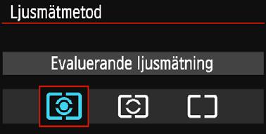 q Evaluerande ljusmätning Allmän ljusmätmetod som även passar för motiv i motljus. Kameran ställer automatiskt in exponeringen för att passa motivet.