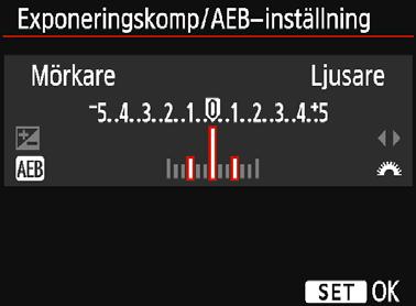 /aeb]. Välj [Exp. komp./aeb] på fliken [z2] och tryck sedan på <0>. Ställ in AEB-intervallet.