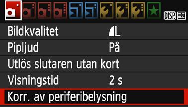 3 Korrigera mörka hörn På grund av objektivets egenskaper kan bildens fyra hörn se mörka ut.