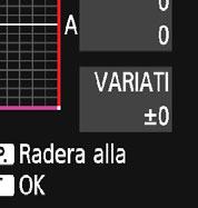 Funktionen är till för avancerade användare som är vana vid att använda filter för färgtemperatur och färgkompensation och som förstår deras effekter. Vitbalanskorrigering 1 Välj [VB variation].