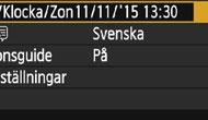 3 Ställa in datum, klocka och zon När du slår på strömmen första gången eller om datum/klocka/zon har återställts visas menybilden datum/klocka/zon. Följ stegen nedan för att ställa in tidszon först.