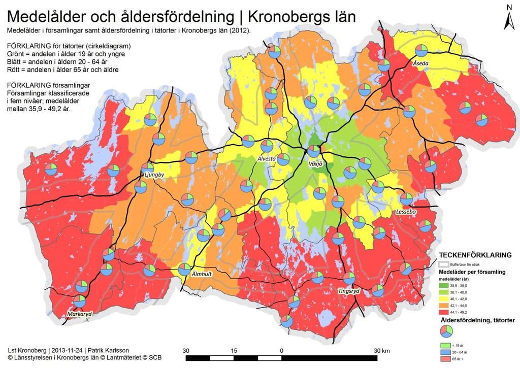 IN- OCH UTFLYTTNING I LÄNET Ett tydligt mönster som kan urskiljas i efterföljande diagram är att ungdomar i åldern 18-25 tenderar att flytta ut ur länet i större utsträckning än in.