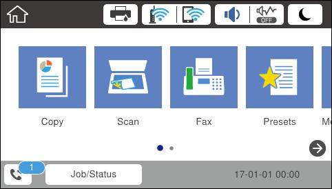 Faxa Kontrollera faxjobb Meddelande om obearbetade mottagna fax När det finns obearbetade mottagna dokument, visas antalet obearbetade jobb på ikonen för Se tabellen nedan för en definition av