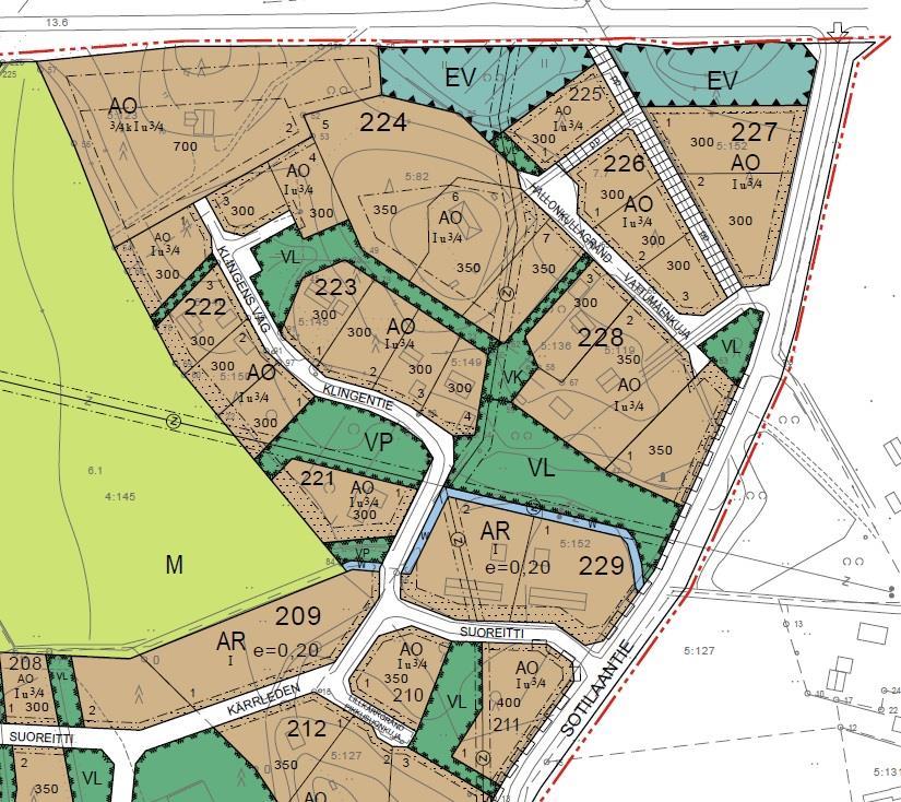 1-11 3.2.1.3 Generalplan För området finns ingen uppgjord generalplan. Över de mer perifera delarna av Kållby har uppgjorts en generalplan, denna detaljplan gränsar till Kållby generalplan. 3.2.1.4 Gällande detaljplan Detaljplanområdet utgör en del av Kållby detaljplan som godkändes x.