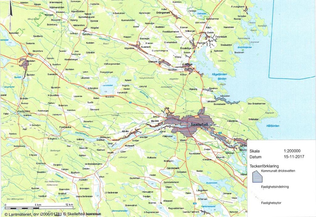 Abborrens vattenverks distributionsområde = riskområde