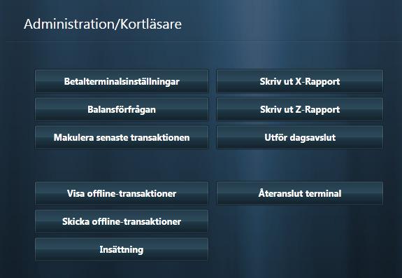 Administration/Kortläsare NETS NETS inställningar ser ut så här: