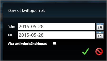 Skriv ut x-rapport (nedtonad om inte dagskassa är registrerad) En x-rapport kan du skriva ut flera gånger.