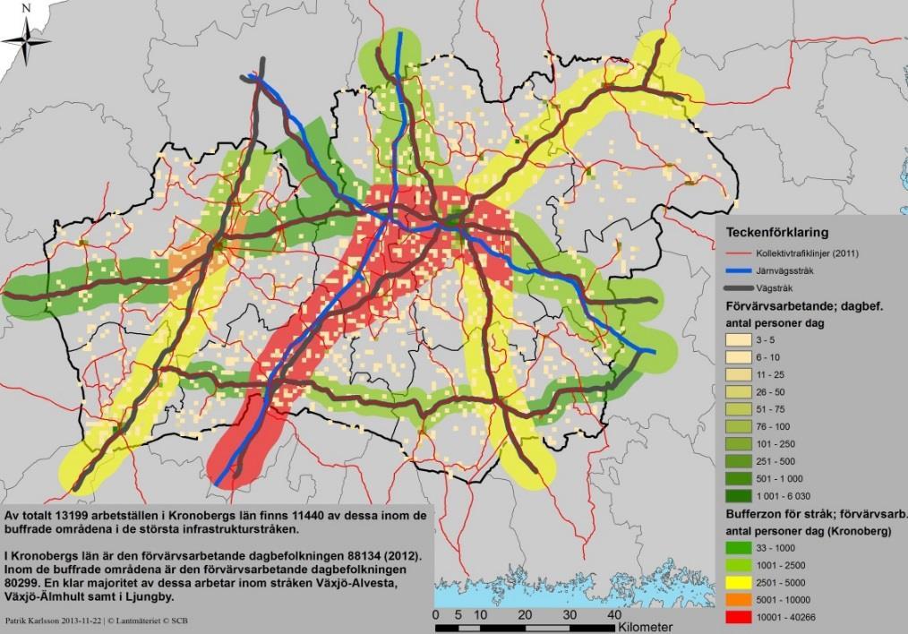 Kronoberg Transportstråk genomkorsar länet 85 % bor i stråken