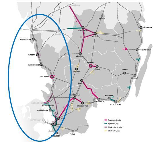 Västkuststråket högsta prioritet för Halland Stora resbehov god kapacitet och robusthet på Västkustbanan. Positivt att Trafikverket prioriterar de viktigaste åtgärderna.