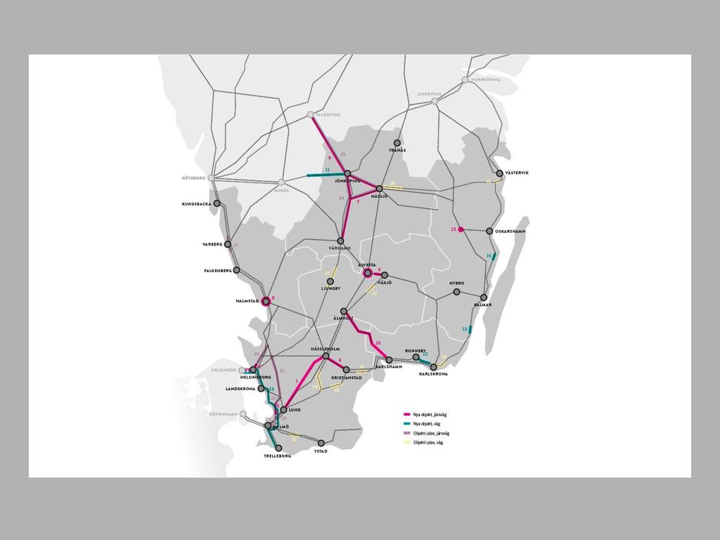 Utfallet i våra prioriteringar i Trafikverkets förslag Vi föreslår att följandeprojekt ska ingå i planerna (utan inbördes ordning) Med i förslaget Inte med i förslaget I gällande planer ingår