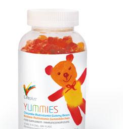 YUMMIES Multivitaminbjörnar, tuggtabletter Lifeplus Yummies är fullpackad med de viktigaste vitaminerna och mineralerna och ett jättebra sätt för barn att äta kosttillskott och få i sig den näring de