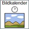 9 Bildkalender Bildkalendern är en funktion som kan användas som paussida. I Bildkalendern visas datum och klockslag och den har också en bildruta med bilder som växlar slumpmässigt var femte minut.