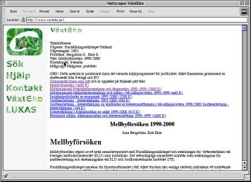 Exempel på pdf-fil i VäxtEko I html-filen finns länk till pdf-filen samt dokumentets inledning.