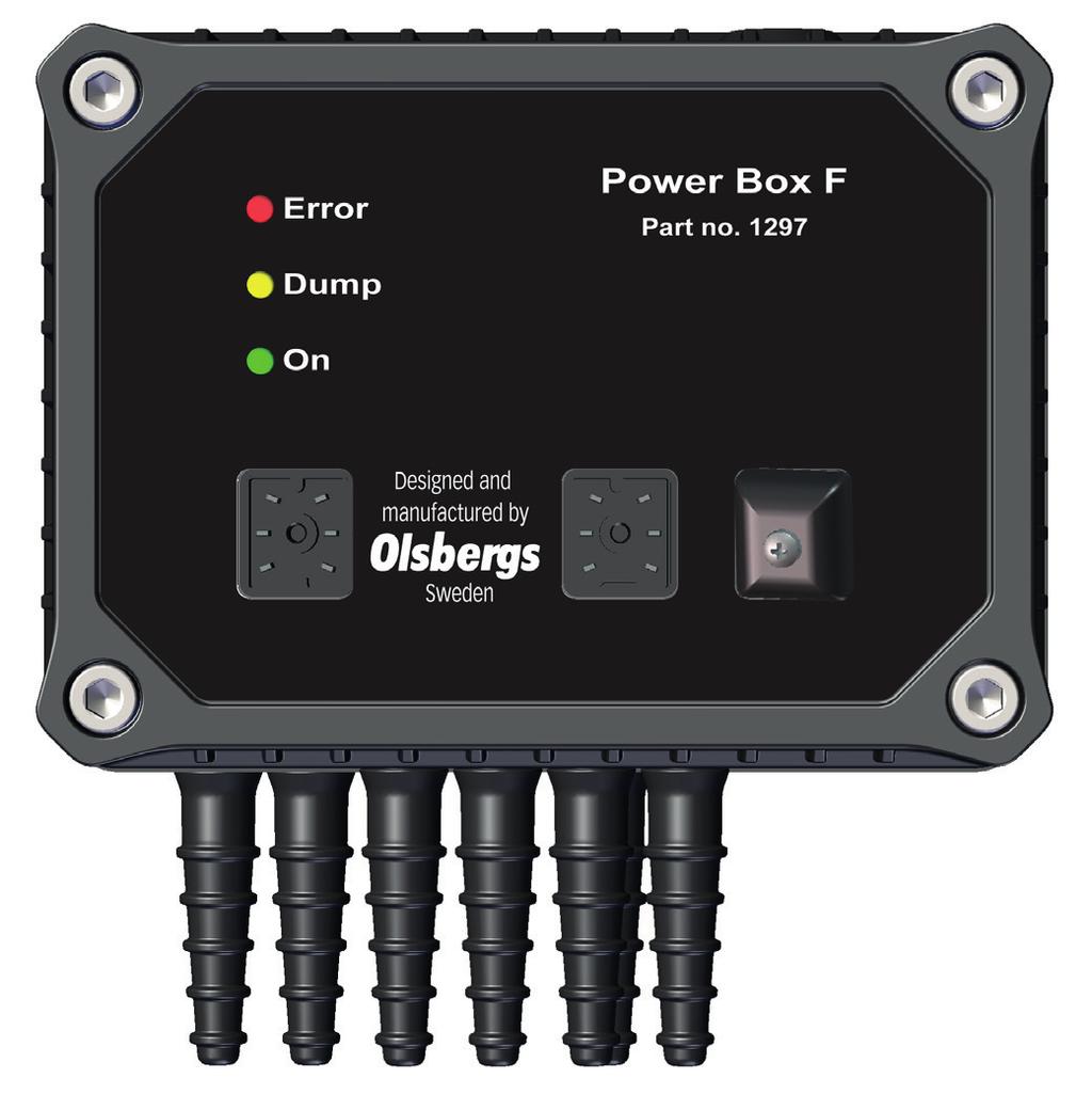 ALLMÄN BESKRIVNING PB.F Olsbergs Power Box, PB.F är konstruerad för system där det inte finns krav på integrerat nödstopp i strömförsörjningsenheten.