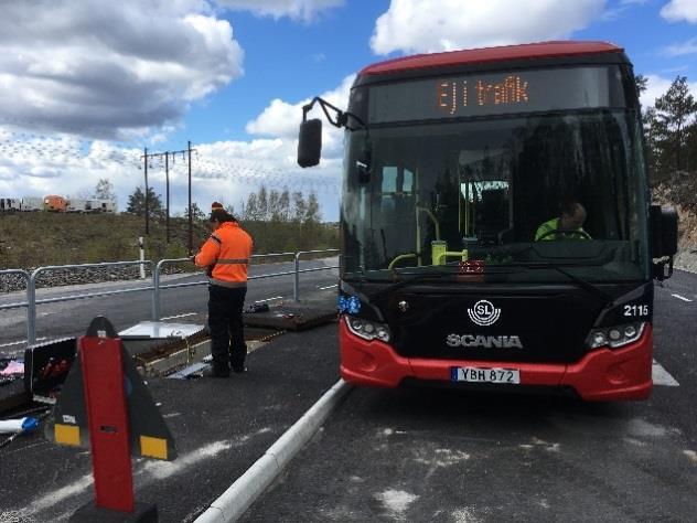 elektriskt med induktiv laddning vid en ändhållplats Bygge och drifttagning av