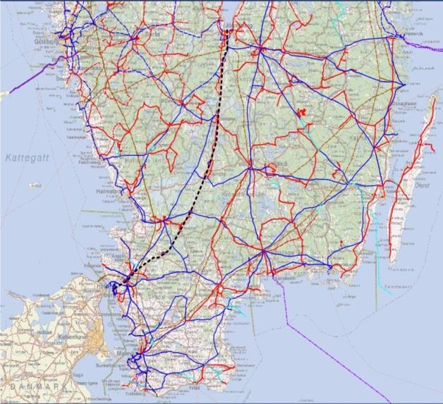 Projektresultat, Vattenfall: Specifikation av elkraftinfrastruktur (130kV och 30kV) för sträckan Jönköping-Helsingborg Kostnadsberäkning av ovanstående elkraftinfrastruktur; 130kV: 400MSEK, 30kV: