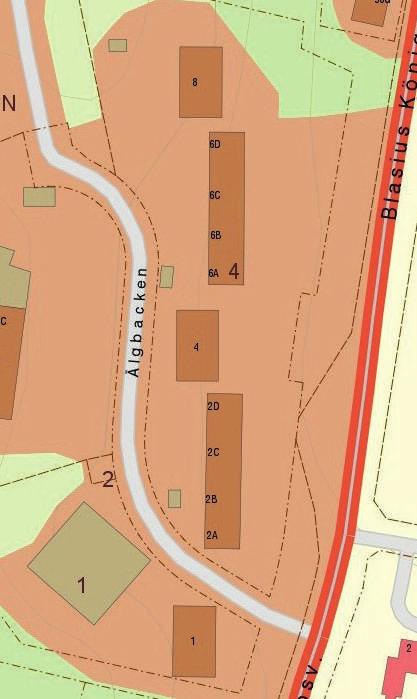 plåt/asbetsplattor/tegel Balkonger Utbyggd med prefab betong och inglasad Yttertak Papp Fönster Trä tvåglas klädda med alubåge utvändigt Hissar Linhiss med dörr på korg Uppvärmning Vattenburen