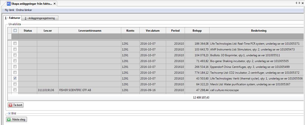 1 Aktivering av anläggning från faktura Vid aktivering av anläggning sätts anläggningsnumret av systemet och är nästa lediga nummer i ett satt nummerserieintervall, Anläggningar 100001 199999.