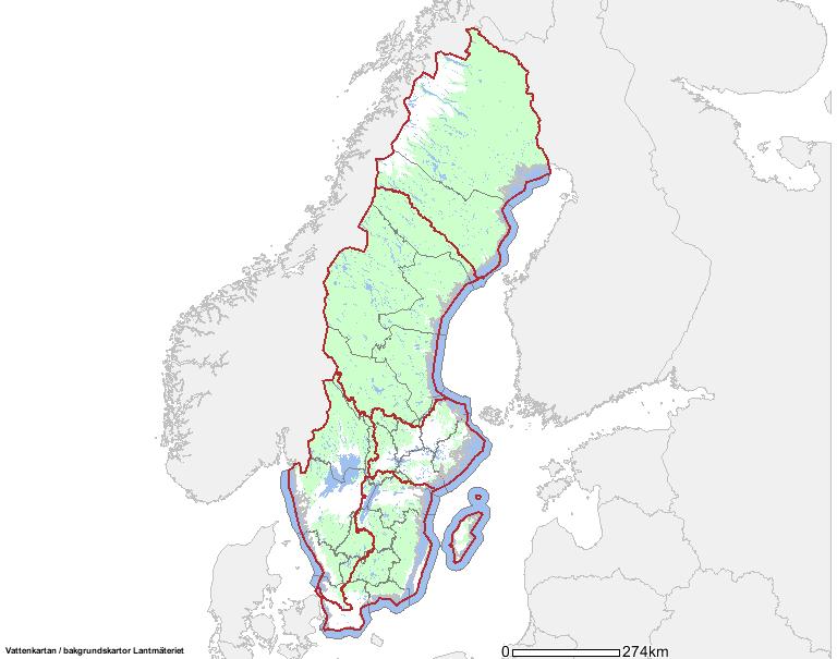 Fem Vattendistrikt Bottenviken Bottenhavet Norra Östersjön