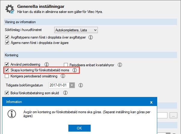 SKAPA KONTERING FÖR FÖRSKOTTSBETALD MOMS Om denna funktion aktiveras bokar systemet om momsen vid förskottsbetalning, men omsättningen berörs inte.