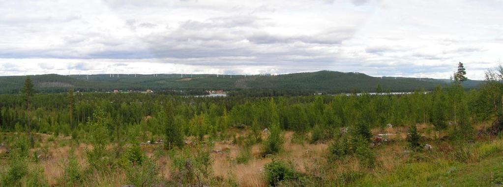 7.5 Visualisering från söder om Ammerån (3) Från denna fotopunkt, som ligger på 50 meters högre höjd än fotopunkt 2, syns vindkraftparken tydligt på höjdsträckning som den är lokaliserad på.