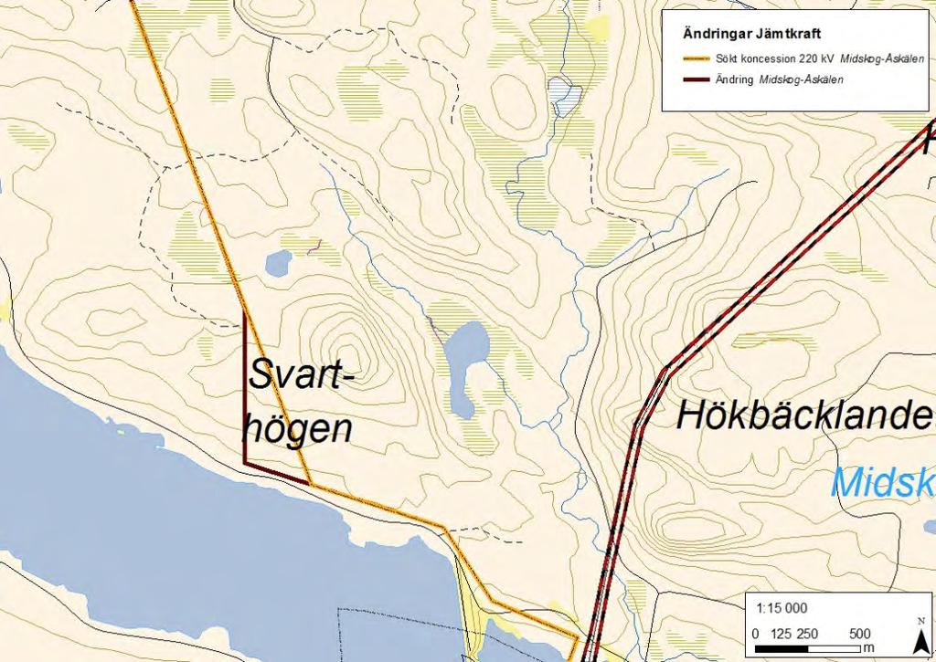 8 Figur 2. Karta över station Midskogs nuvarande och planerade framtida placering, samt befintliga ledningar och planerade ledningsändringar. också.
