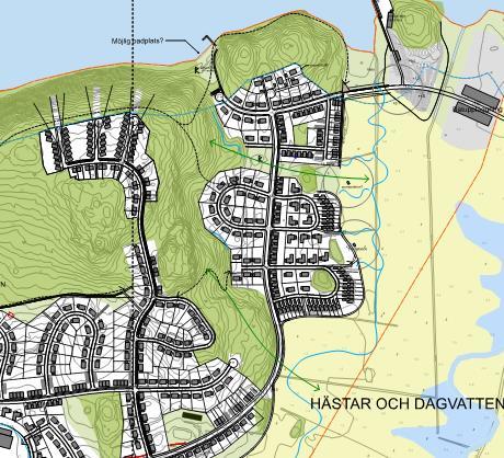 Sida 8 (11) klarar sin vattenförsörjning utan tryckstegring med undantag av villorna på bergshöjden i norr, se bild 5 nedan.