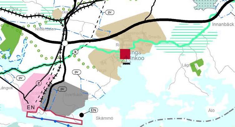 markägo: röd kommun blå privat lila församling turkos stat 3.2 Planeringssituationen 3.2.1 Planer, beslut och utredningar som berör planområdet Landskapsplan Landskapsplanen för Nyland har fastställts 8.