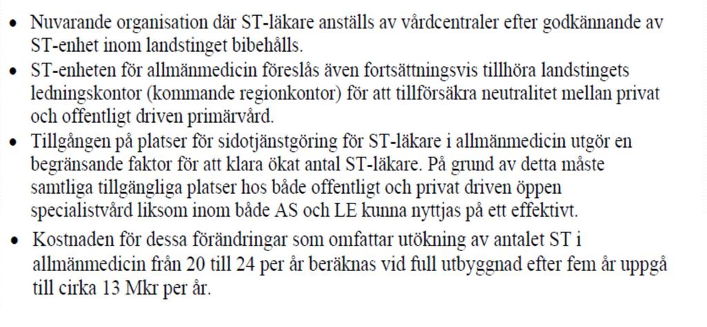 ST allmänmedicin förslag